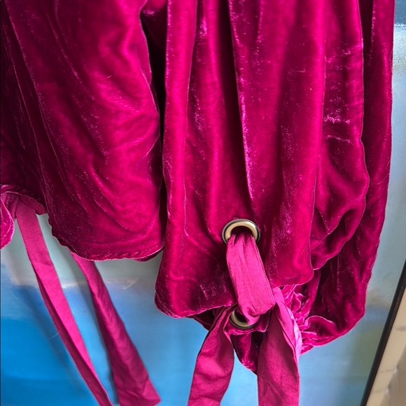 Free People Gimme Some Lovin' Velvet Top with Tie Sleeves - Picture 3 of 8